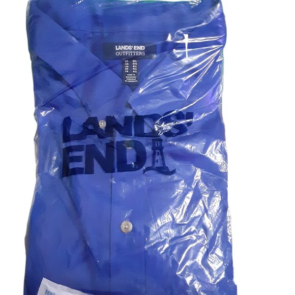 Lands End Outfitters Long Sleeve Perfect Twill Shirt Mens Size 5X Cobalt Blue - Picture 1 of 3